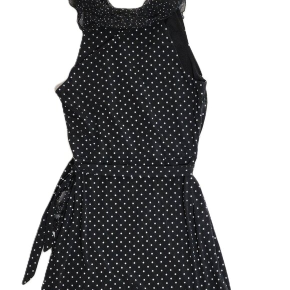 White House Black Market B&W Flutter V-Neck Wrap Look Polka Dot Dress Size 0 - Picture 8 of 10